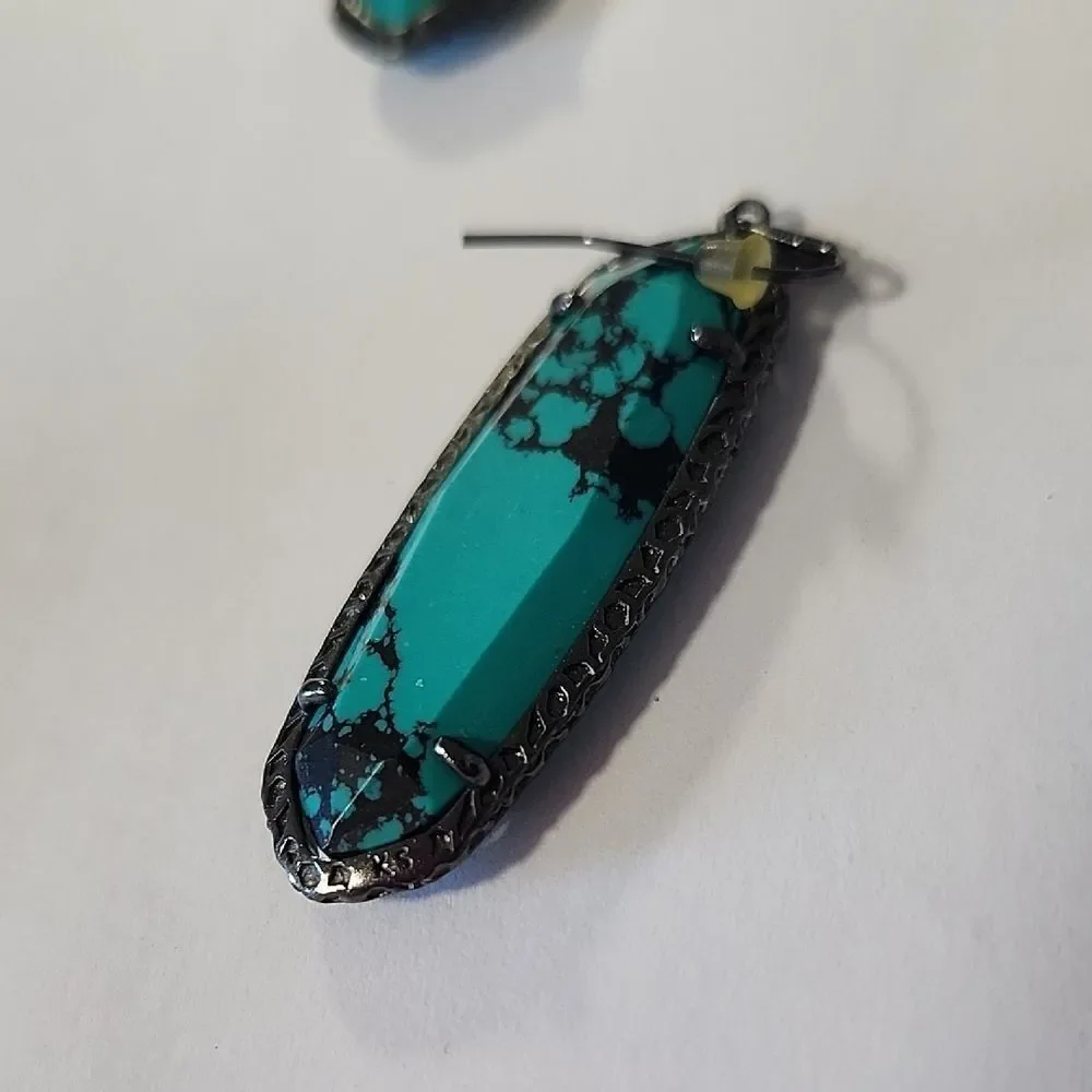 Rare Hard To Find Kendra Scott Variegated Teal Magnesite Set